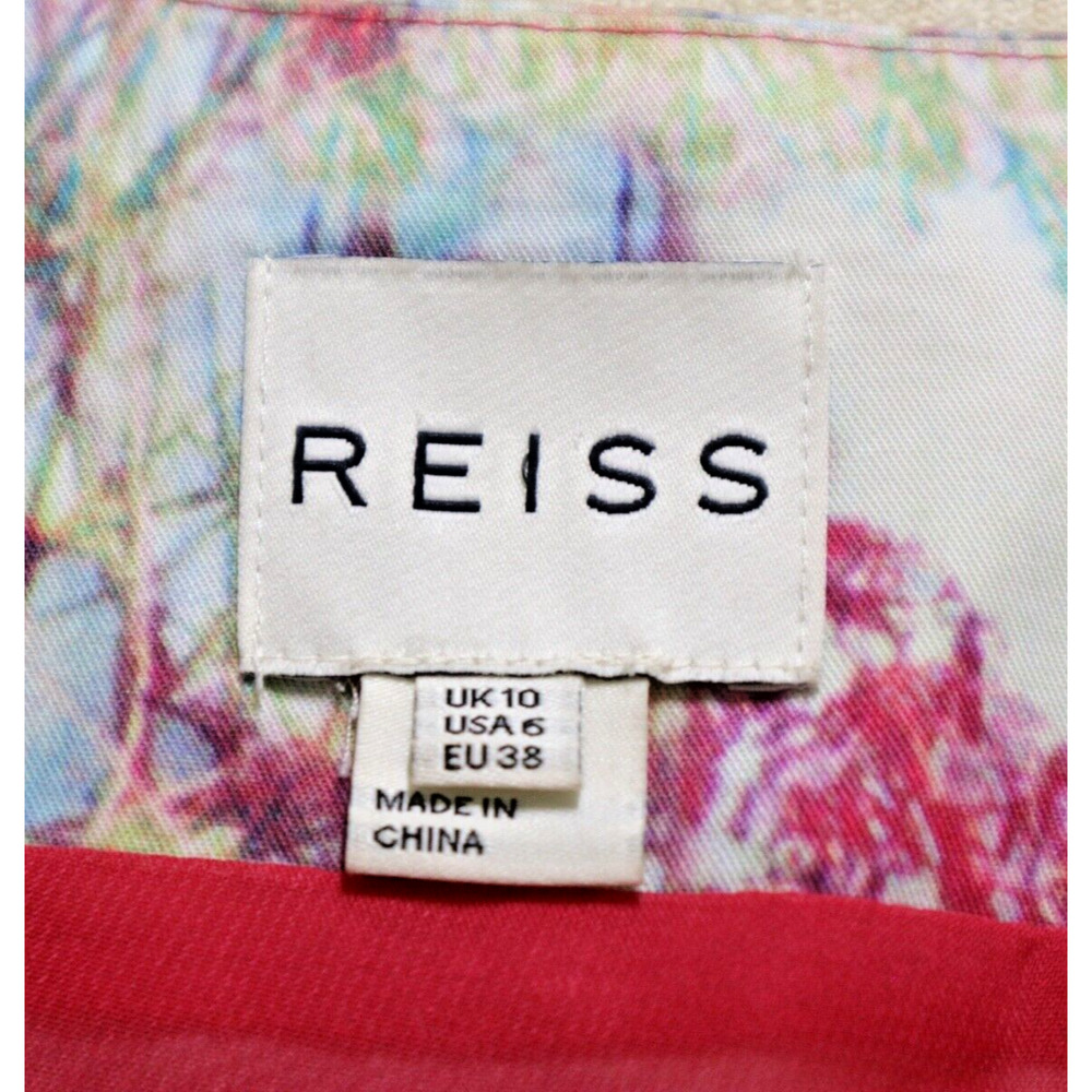 Reiss US 6 Brio Abstract Print Dress Tie Waist Shift Pink Cream - Picture 10 of 11